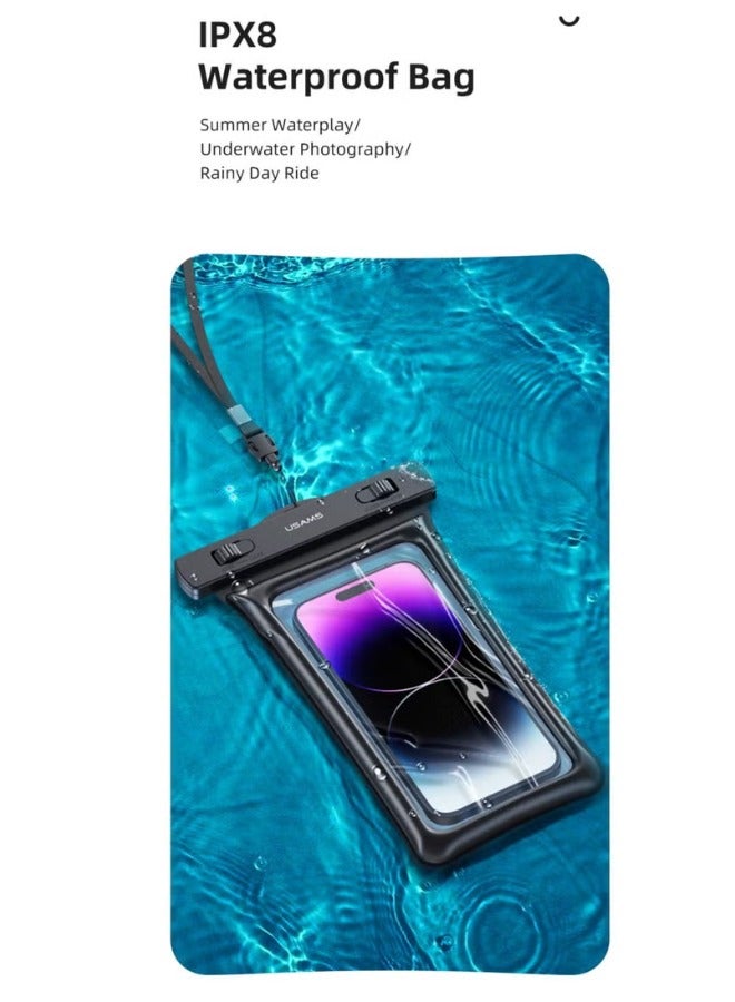 Usams 7 inch Mobile Phone Waterproof Bag Floating Airbag Swimming Bag Pouch Phone Protective Case White - Image 2