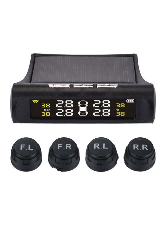 Generic Car Tire Pressure Solar Energy Monitoring System With 4 External Sensors, Tyre Pressure Monitoring System with 4 External Sensors Car Tire Real-time Wireless Auto Alarm System  - Image 1