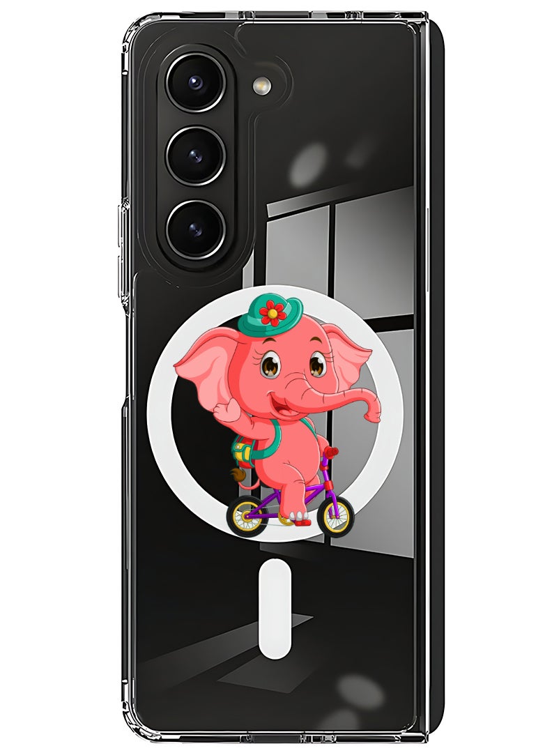 Theodor Magnetic Case for Samsung Galaxy Z Fold 6 Compatible with MagSafe Wireless Charging, Shockproof Phone Bumper Cover pink elephant - Image 1