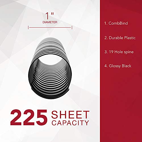 GBC Binding Spines / Spirals / Coils, 1" Diameter, 225 Sheet Capacity, CombBind, Black, 100 Pack (4000118) - Image 3