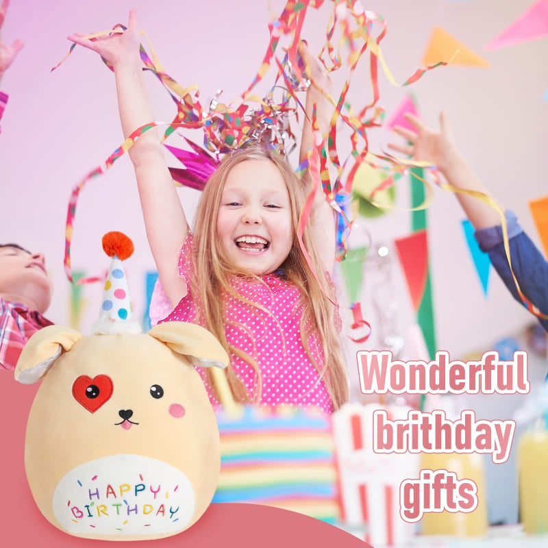 BSTAOFY 14'' Cute Happy Birthday Puppy Soft Plush Pillow Birthday Dog Stuffed Animal Birthday Gifts for Girls Boys Baby Kids - Image 5