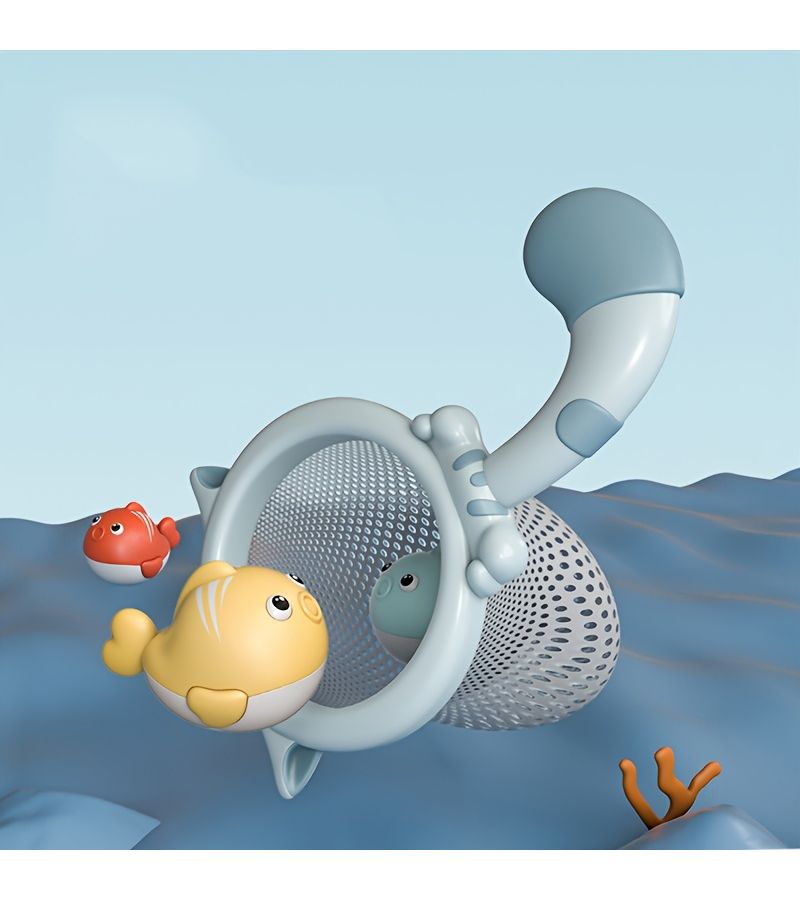 Infant Bath Toys Magnetic Fishing Game With Floating Wind Up Toys And Net Pool Play Set Q03Y - Image 4