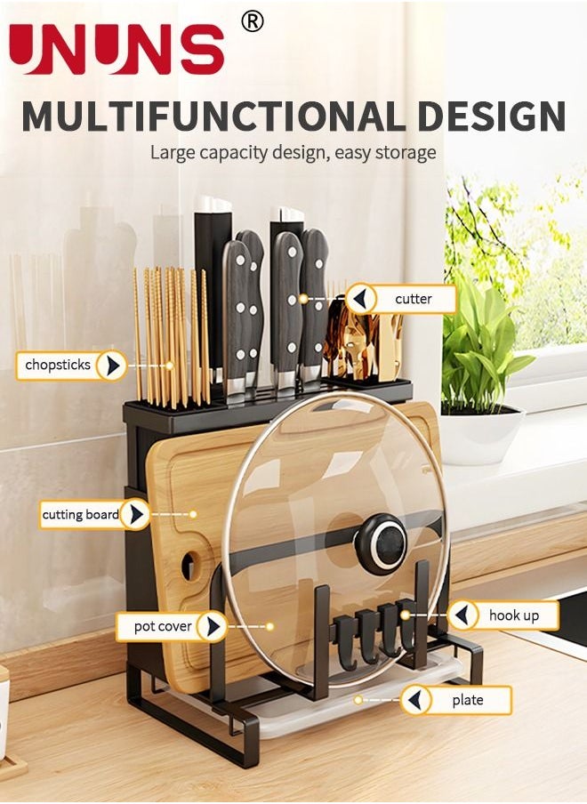 UNUNS Knife Holder,Kitchen Utensils Holder With Draining Tray,Knife Block,Kitchen Gadgets Sets For Chopsticks Spoons Cutting Board,Multi-function Storage Rack,Kitchen Counter Universal Knife Holder  - Image 5