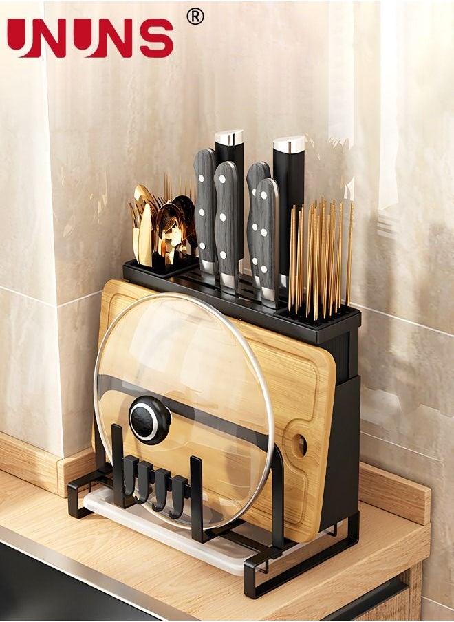 UNUNS Knife Holder,Kitchen Utensils Holder With Draining Tray,Knife Block,Kitchen Gadgets Sets For Chopsticks Spoons Cutting Board,Multi-function Storage Rack,Kitchen Counter Universal Knife Holder  - Image 2