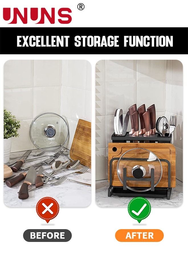 UNUNS Knife Holder,Kitchen Utensils Holder With Draining Tray,Knife Block,Kitchen Gadgets Sets For Chopsticks Spoons Cutting Board,Multi-function Storage Rack,Kitchen Counter Universal Knife Holder  - Image 4