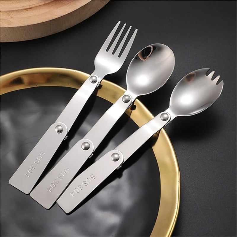 Portable Folding Spoon Fork Set 12Pcs 304 Stainless Steel Outdoor Cutlery - Image 5