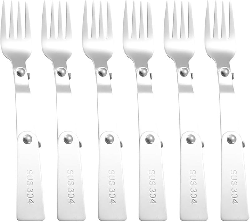 Portable Folding Spoon Fork Set 12Pcs 304 Stainless Steel Outdoor Cutlery - Image 3