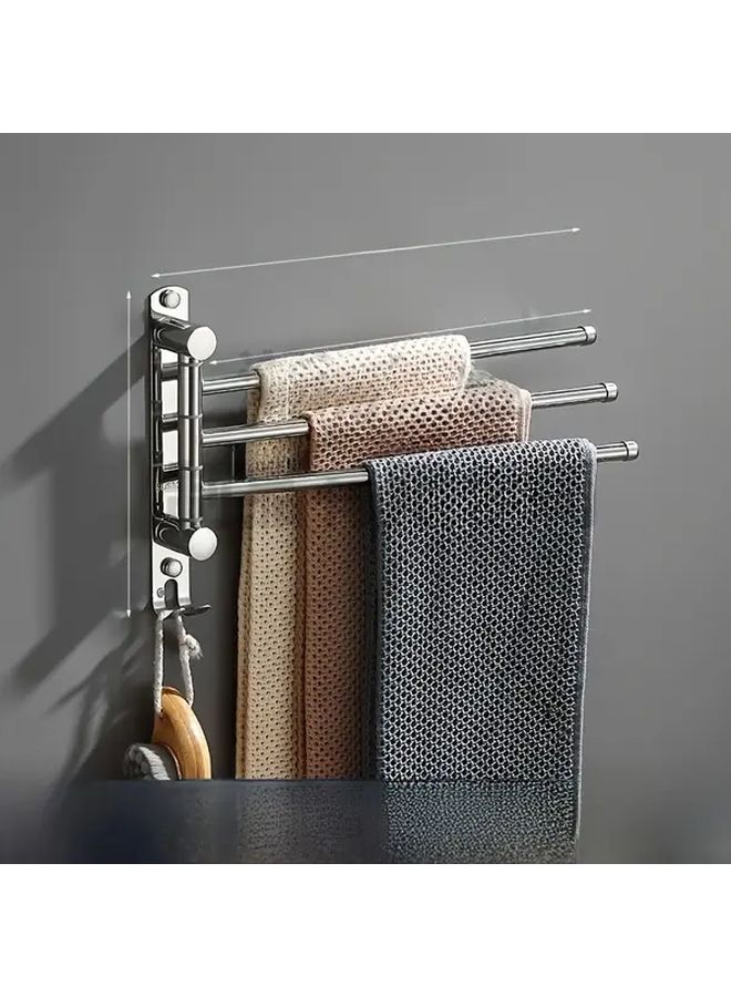 304 Thickened Stainless Steel Two Bar Folding Towel Rack Wall Mounted For Bathroom - Image 5