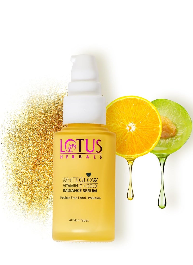 LOTUS HERBALS Herbals WhiteGlow Vitamin C And Gold Radiance Face Serum For Dull & Dry Skin Brightening & Hydrating 30ml Yellow  - Image 1