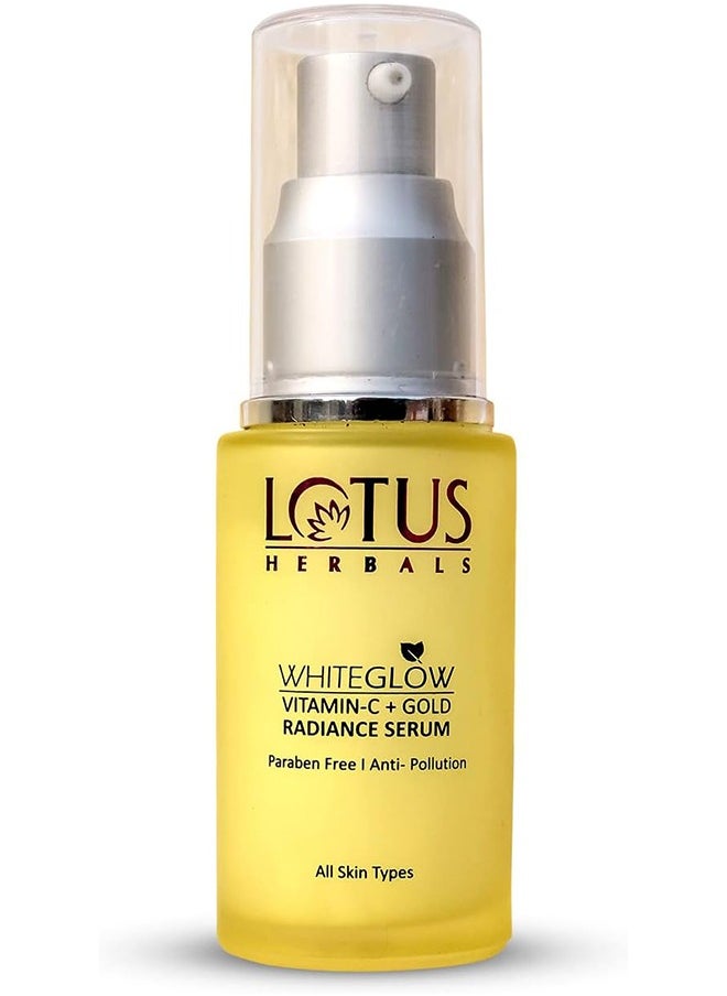 LOTUS HERBALS Herbals WhiteGlow Vitamin C And Gold Radiance Face Serum For Dull & Dry Skin Brightening & Hydrating 30ml Yellow  - Image 1