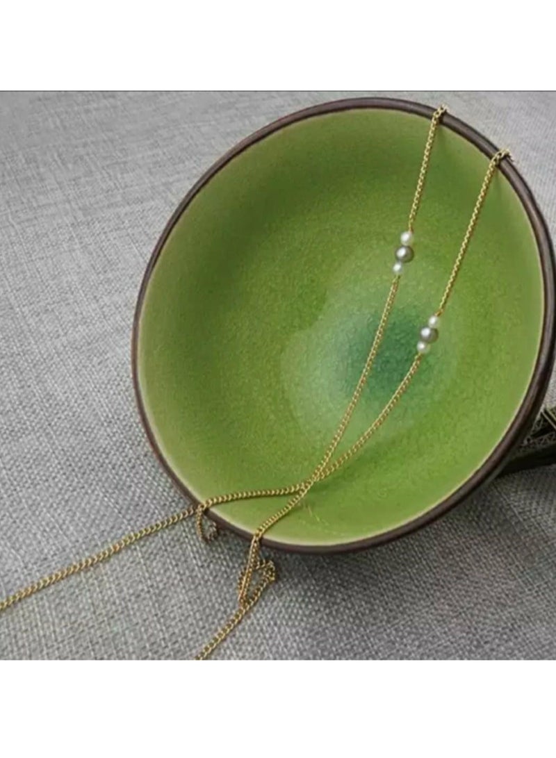 اكسوارات ار ايه سلسلة نظارة ذهبى من اللؤلؤ (لولى) الاوف وايت و رمادي  - Image 2