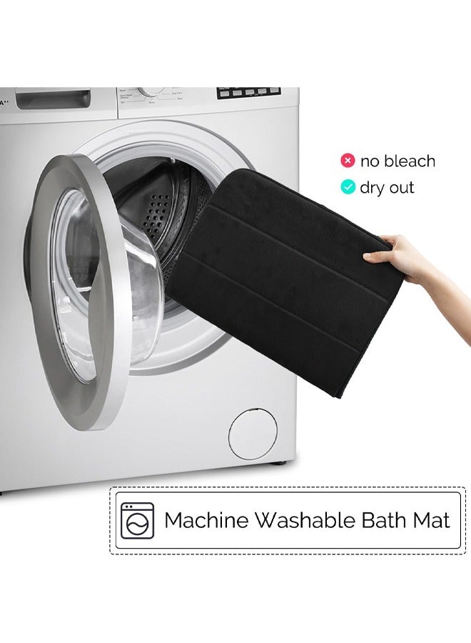HQ-GAMING Coral Fleece Bath Mat Set, Bathroom Rugs 3 Pieces, Toilet Mats, Soft Comfortable, Water Absorption, Non-Slip, Thick, Machine Washable, Easier to Dry for Floor Mats, Black  - Image 5