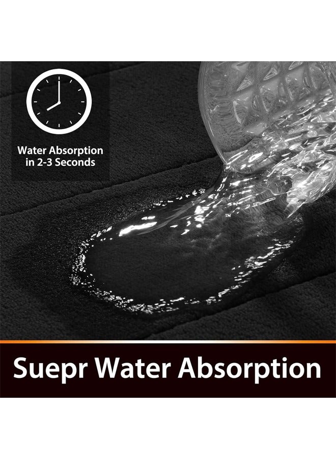 HQ-GAMING Coral Fleece Bath Mat Set, Bathroom Rugs 3 Pieces, Toilet Mats, Soft Comfortable, Water Absorption, Non-Slip, Thick, Machine Washable, Easier to Dry for Floor Mats, Black  - Image 3