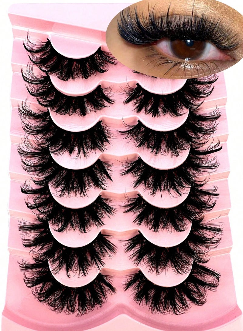 Generic Re-Usable Thick and Curly Eyelashes Simulated False Eyelashes 7 pairs (black) Suitable for Parties Weddings  - Image 1