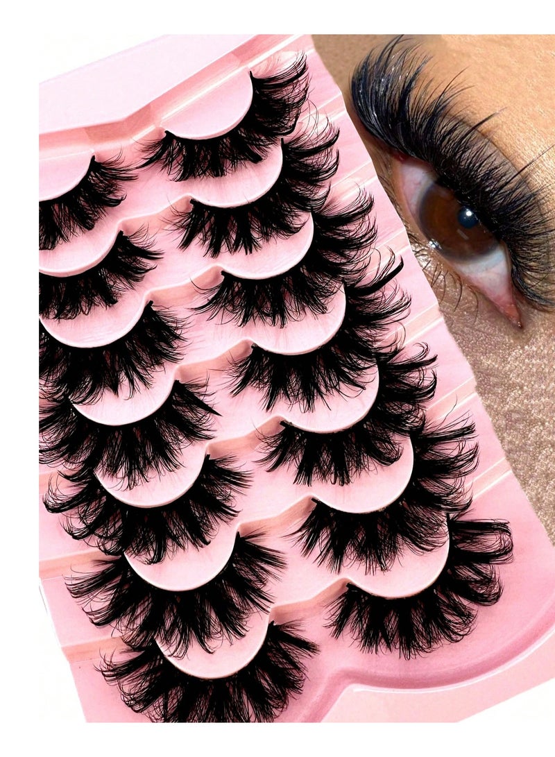 Generic Re-Usable Thick and Curly Eyelashes Simulated False Eyelashes 7 pairs (black) Suitable for Parties Weddings  - Image 2