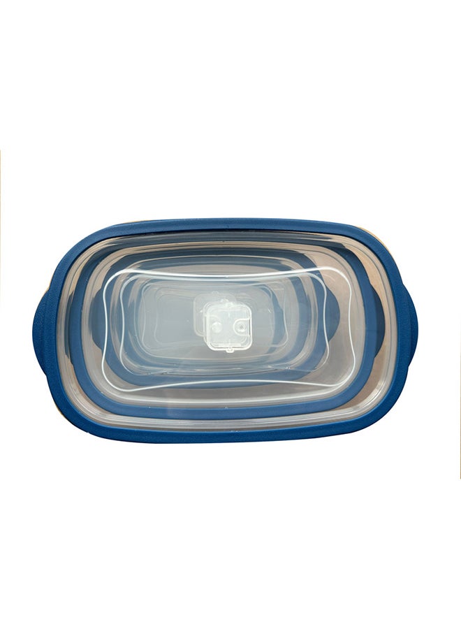 Home Pro 10pcs Set Rectangular Food Container 0.22L | 0.45L | 0.8L | 2.6L | Blue - Image 4