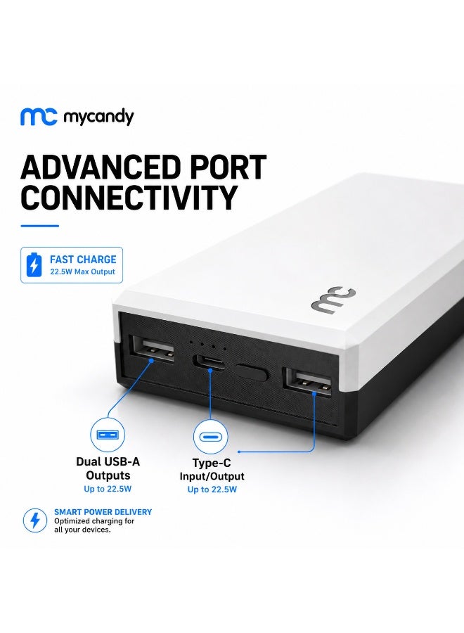 MYCANDY Pb-C250 20000Mah 22.5W Usb-C Pd Fast Charging Power Bank, White White - Image 4