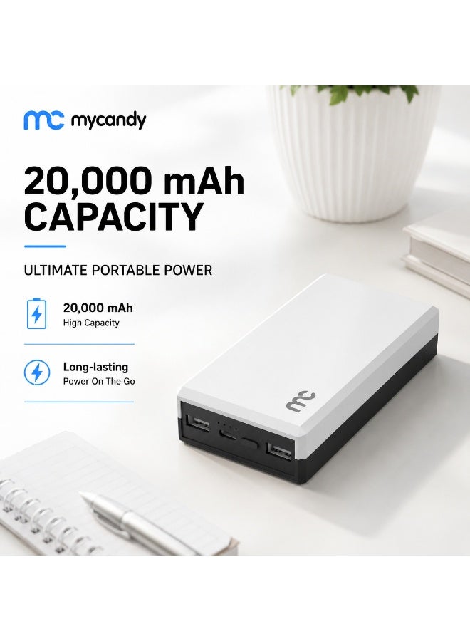 MYCANDY Pb-C250 20000Mah 22.5W Usb-C Pd Fast Charging Power Bank, White White - Image 2