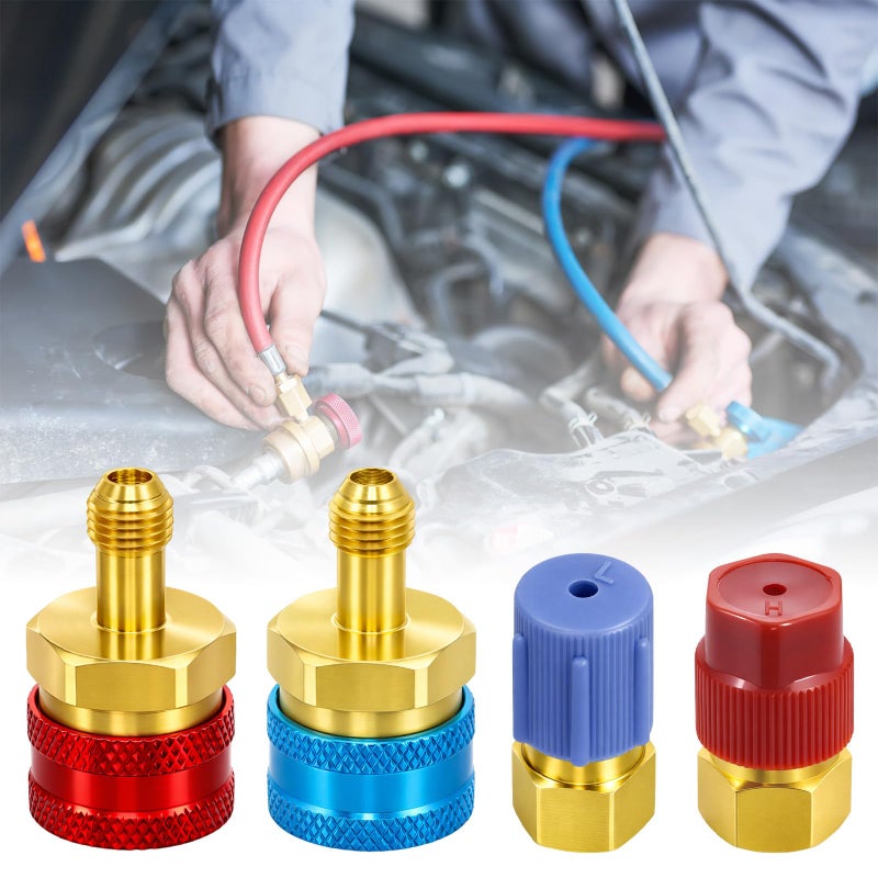 Ketofa R1234yf to R134a Adapter Quick Coupler Kit High Low Side AC Charging Conversion Adapter for R1234yf Refrigerant Air Conditioning Systems Hose Fitting Connectors - Image 3