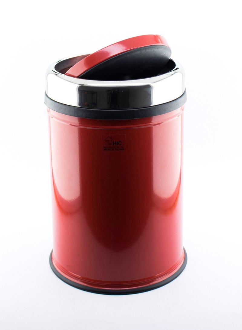 سلة مهملات ستيل لون أحمر مقاس 16 لتر