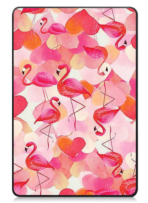 Protective Flip Case For Samsung Galaxy Tab A9 With Trifold Stand Auto Wake Sleep Shockproof Cover Flamingo heart Pattern