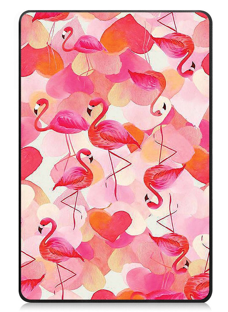 Protective Flip Case For Samsung Galaxy Tab A9 With Trifold Stand Auto Wake Sleep Shockproof Cover Flamingo heart Pattern