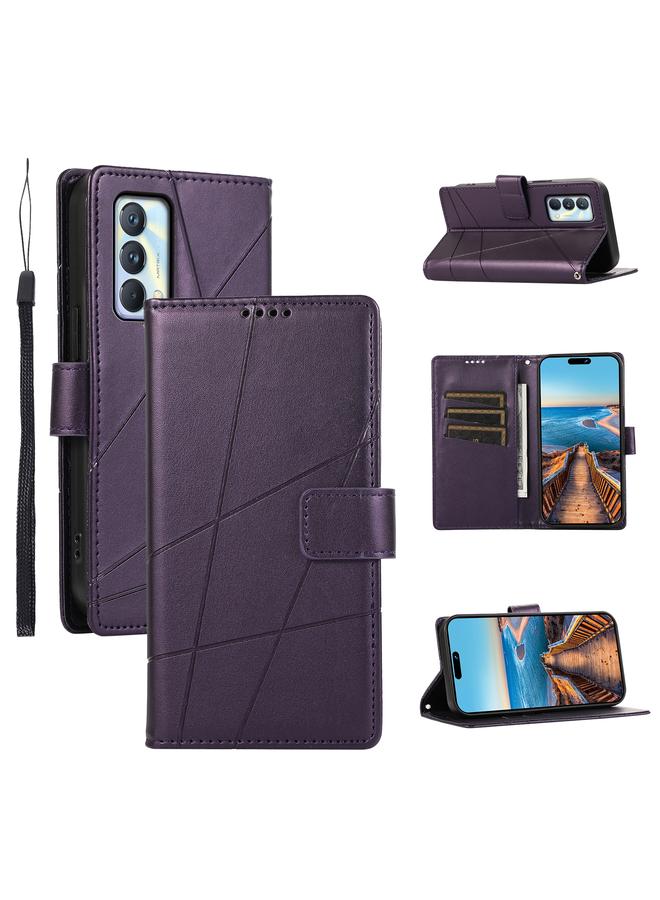 S-TOP Case For Realme GT Master PU Genuine Leather Texture Embossed Line Phone Case - Image 1