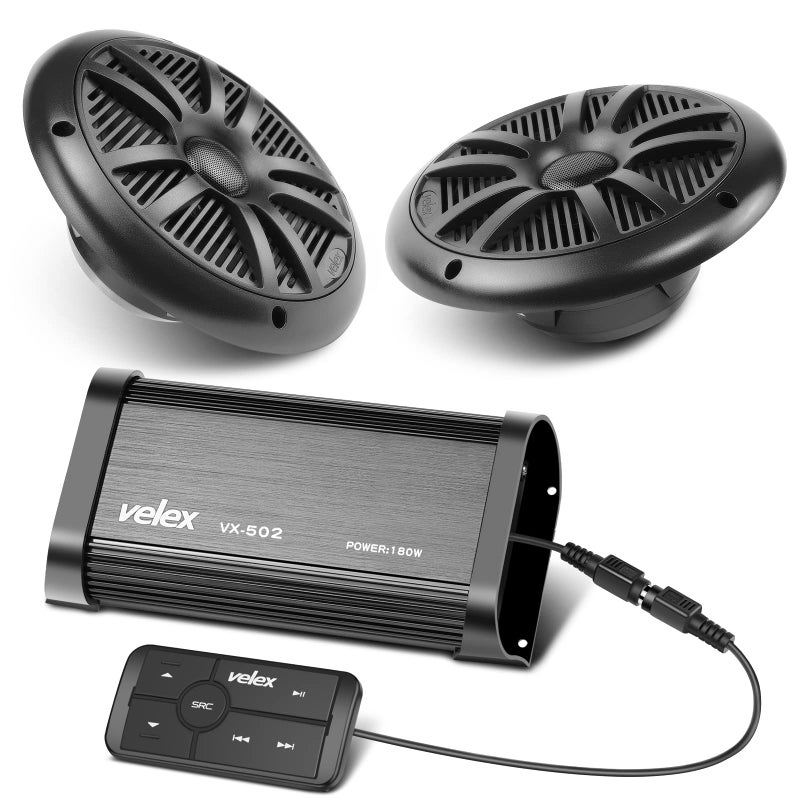 velex Marine Bluetooth Amplifier Speaker Packageâ€¦