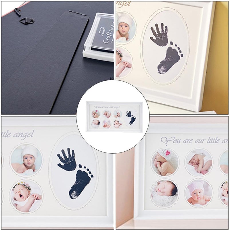 Footprint Handprint DIY Photo Frame for Infants, White 39X21Cm Keepsake Frame for Newborns and Inkpad Casting Art Project - Image 5