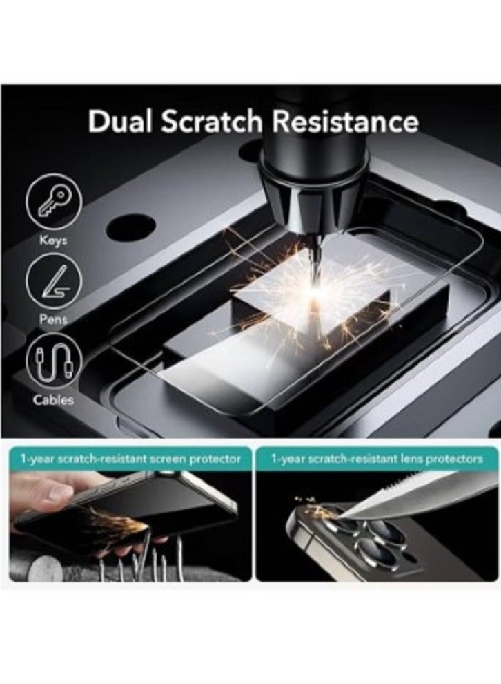 بكج حماية 4 في 1 لهاتف أبل ايفون 15 برو . شاشة حماية زجاج ضد الكسر والخدوش . شاشة حماية لقافة . كفر صلب شفاف . حماية عدسة الكاميرا - Image 3