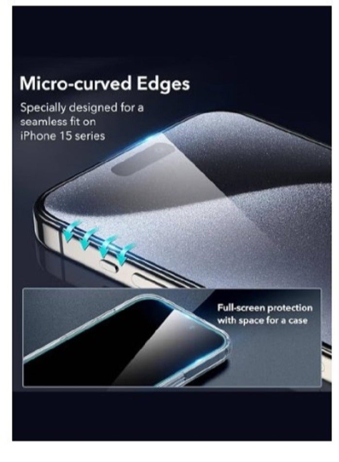 بكج حماية 4 في 1 لهاتف أبل ايفون 15 برو . شاشة حماية زجاج ضد الكسر والخدوش . شاشة حماية لقافة . كفر صلب شفاف . حماية عدسة الكاميرا - Image 4