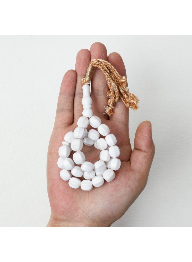 NIBEMINENT 33 Muslim Prayer Beads White/12mm 