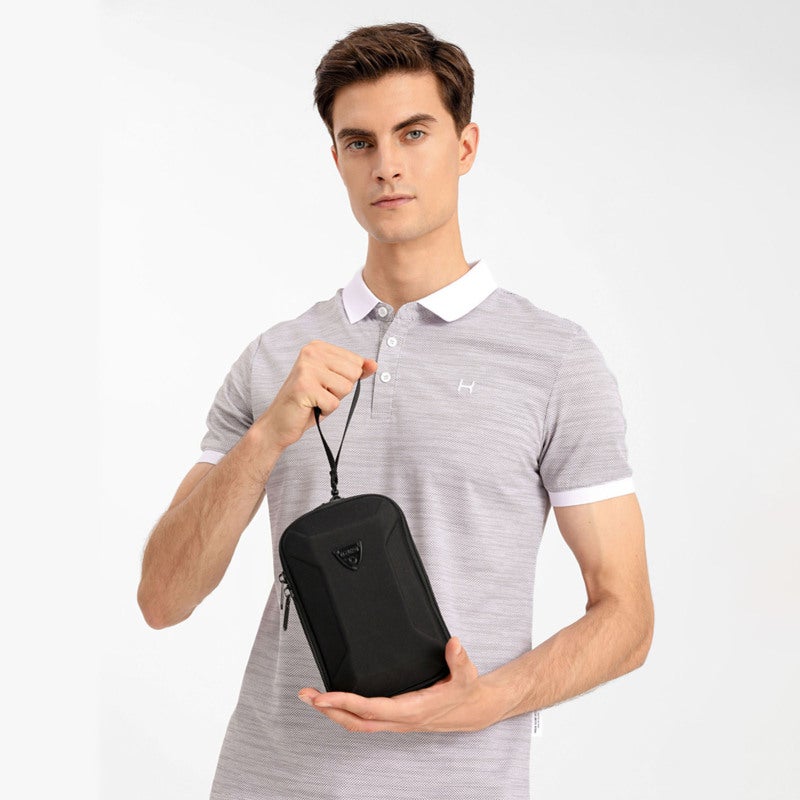 OZUKO Storage Bag: Black EVA Shell Wear-resistant Splash-proof Handheld Bag - Multi-use Portable Cross-body Bag for Digital Products Notebook Washing Supplies - Image 2
