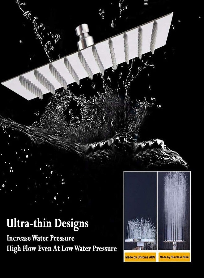 HOME13™ Shower Head Stainless Steel High Pressure Rainfall Bathroom Shower Head Strong & Long Lasting Maintenance Free Overhead Shower (8x8 (8inch), Ultra Slim) - Image 4