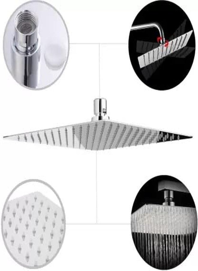 HOME13™ Shower Head Stainless Steel High Pressure Rainfall Bathroom Shower Head Strong & Long Lasting Maintenance Free Overhead Shower (8x8 (8inch), Ultra Slim) - Image 3