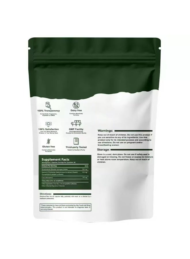 NAD High Purity NAD Supplement True NAD Plus Supplement Resveratrol for Anti-Aging, Energy, Focus DNA Repair and Boost NAD+ for Cellular Energy Metabolism 80 Capsules/Bag - Image 2