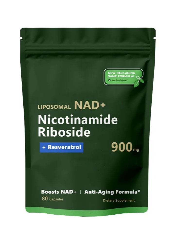 NAD High Purity NAD Supplement True NAD Plus Supplement Resveratrol for Anti-Aging, Energy, Focus DNA Repair and Boost NAD+ for Cellular Energy Metabolism 80 Capsules/Bag - Image 1