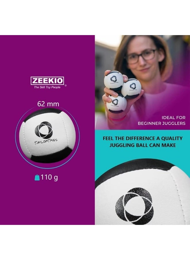 Zeekio - Zeekio - Taylor Tries Signature Beginner Juggling Ball Set - for Beginners, All Levels & All Ages - 6 Panel Synthetic Leather Ball Durable - 110 Grams 62mm - Set of 3 - Image 1