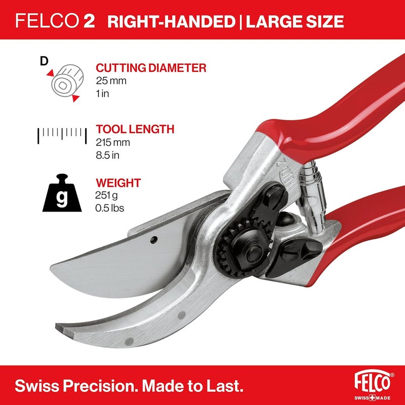 FELCO F-2 Classic Manual Hand Pruner with Red Aluminium Handles - Image 4