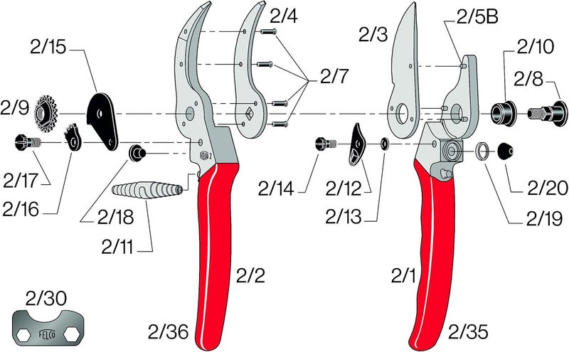 FELCO F-2 Classic Manual Hand Pruner with Red Aluminium Handles - Image 3