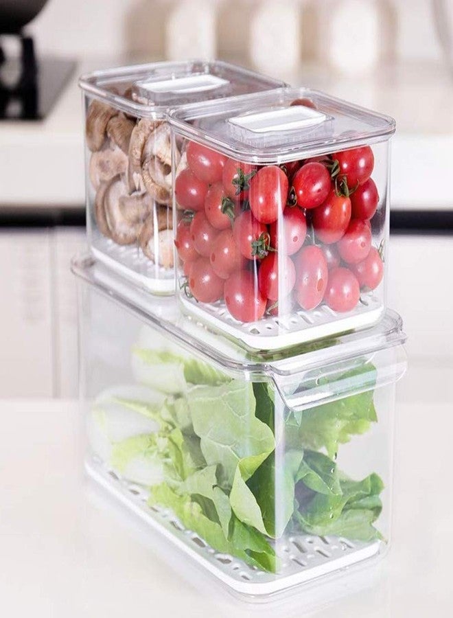 iPEGTOP Fridge Produce Saver Food Storage Bin Containers, Stackable Refrigerator Freezer Organizer Fresh Keeper Container with Vented Lids, 3 Pack - Image 2