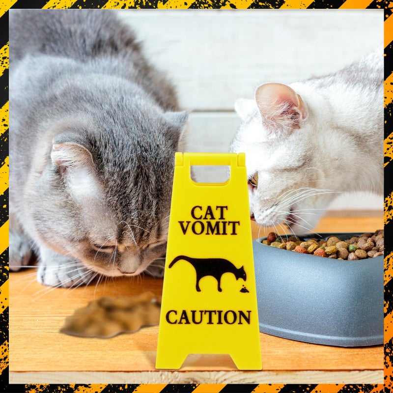 Memorywuu 6 Pcs Dog and Cat Vomit Caution Sign 4.9 Inch 3D Printed Warning Sign Cat Funny Prank Vomit Decoration Novelty Table Floor Decor Fun Gag Gift for Pet Lovers Mini Warning Plaque for Humorous - Image 5