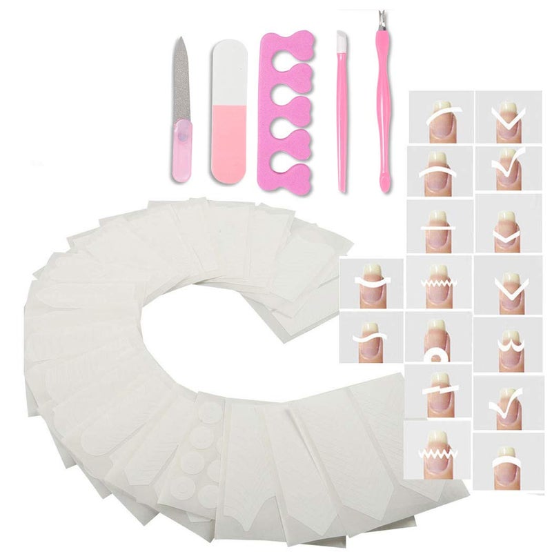 SIPLIV French Nail Tip Guide Heart Star Wave Smile Shapes Nail Stencil Stickers DIY Nail Art Nail Accessories 36 Style 24 Sheets with A Nail Art Set(5Pcs) - Image 1