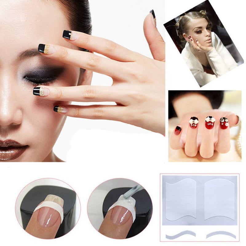SIPLIV French Nail Tip Guide Heart Star Wave Smile Shapes Nail Stencil Stickers DIY Nail Art Nail Accessories 36 Style 24 Sheets with A Nail Art Set(5Pcs) - Image 5