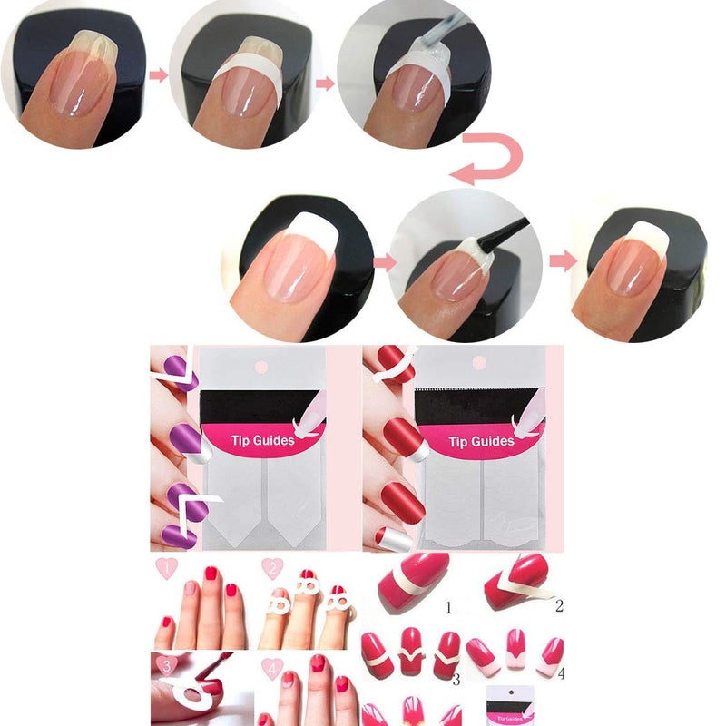 SIPLIV French Nail Tip Guide Heart Star Wave Smile Shapes Nail Stencil Stickers DIY Nail Art Nail Accessories 36 Style 24 Sheets with A Nail Art Set(5Pcs) - Image 4