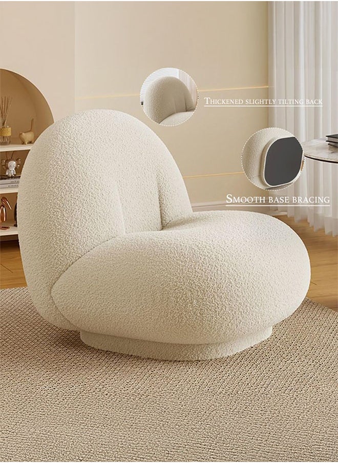 LEDIN Lazy Chair, Modern Chair, Lounge Accent Chair, Comfortable Reading Chair, Wool Plush Chair, Sofa Chair for Balcony, Bedroom, Home, Study, Living Room (Plush White)  - Image 4
