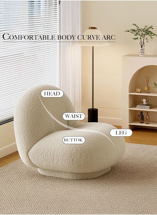 LEDIN Lazy Chair, Modern Chair, Lounge Accent Chair, Comfortable Reading Chair, Wool Plush Chair, Sofa Chair for Balcony, Bedroom, Home, Study, Living Room (Plush White)  - Image 3