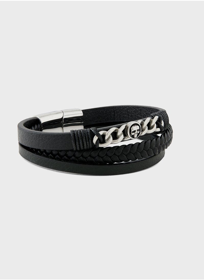 Robert Wood - Genuine Leather Braided Bracelet In Gift Box - Image 1