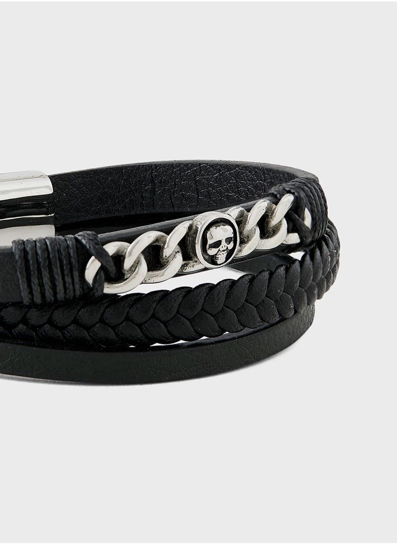 Robert Wood - Genuine Leather Braided Bracelet In Gift Box - Image 1