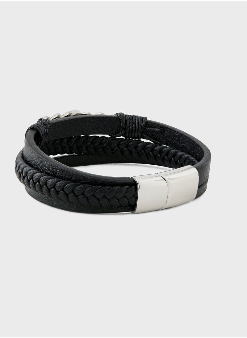 Robert Wood - Genuine Leather Braided Bracelet In Gift Box - Image 1